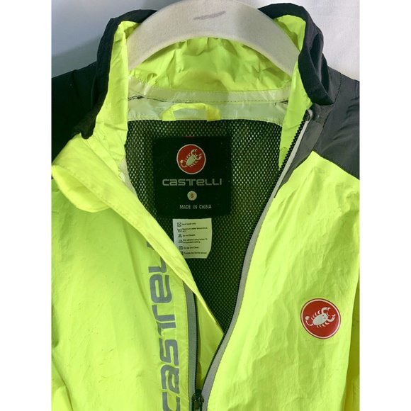 Castelli Mens Sz Small Pro Fit Light Rain Jacket Yellow - Picture 3 of 7